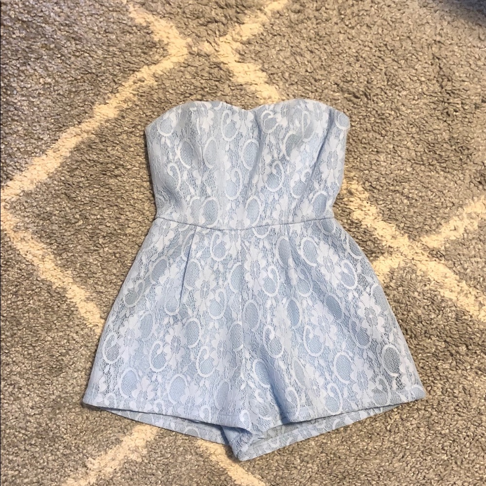 Windsor Baby Blue Lace Sweetheart Romper